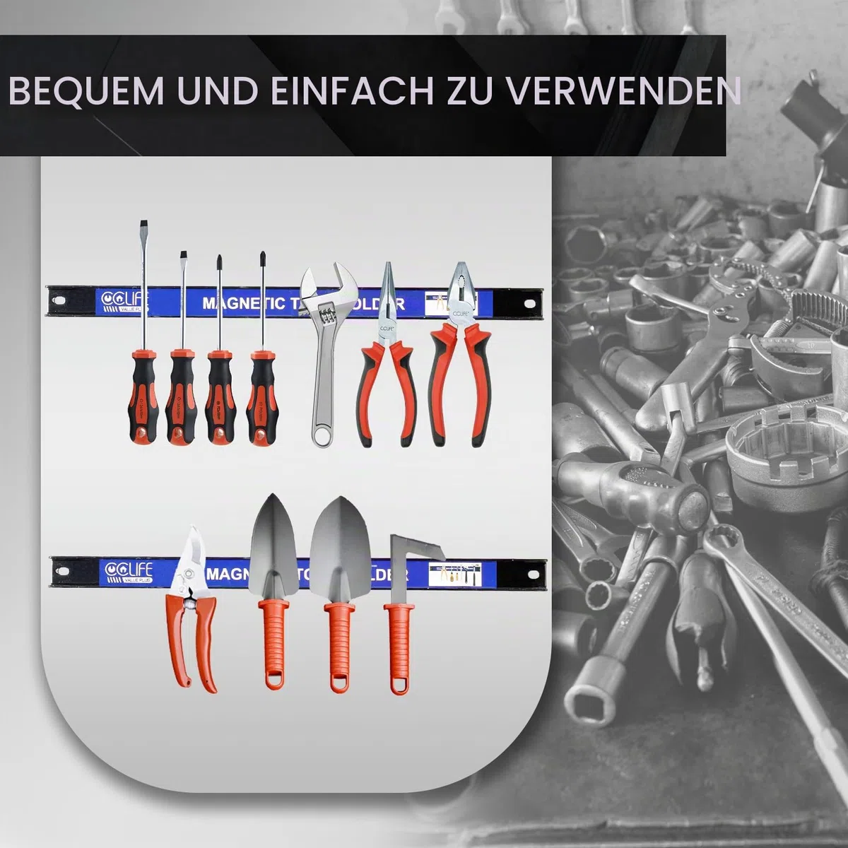 CCLIFE 4tlg Magnetleiste Werkzeug 37cm & 23cm 15kg & 9kg Magnetschiene Magnetisch Werkzeugleiste für Werkstatt