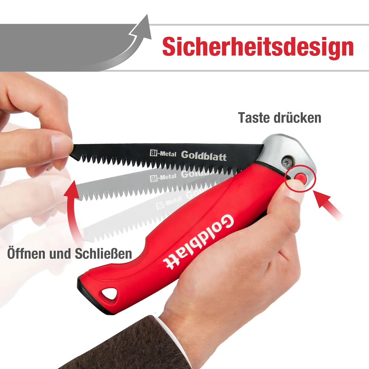 Goldblatt Wandplattensäge, Klappsäge 310 mm, Handsäge, Trockenbausäge Hand-Stichsäge aus BIM-Stahl mit 8 TPI & 3 Schneidkanten, mit Sicherheitsschloss, geeignet für Trockenwand, Sperrholz