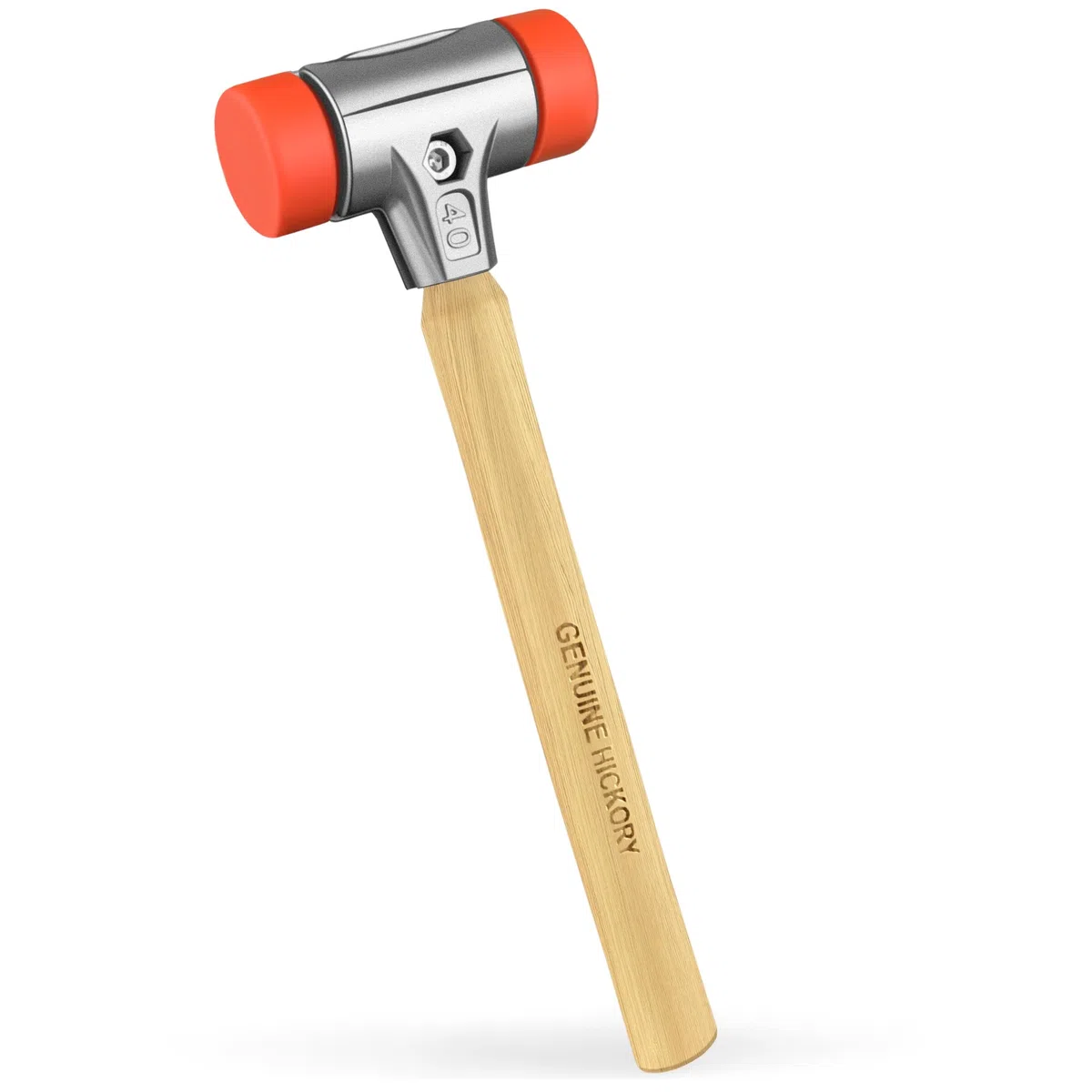 C&T Schonhammer,Rückschlagfreie Hämmer,runder PU-Hammerkopf in Orange, Gewicht 375 Gramm, Länge 330 Millimeter, Durchmesser 40 Millimeter, Griff aus echtem Hickoryholz,Gehäuse aus Aluminiumdruckguss.