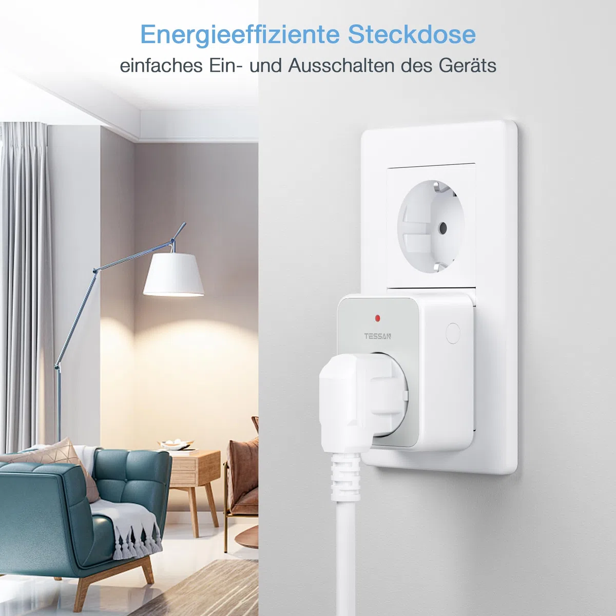 TESSAN Funksteckdose mit Fernbedienung, Steckdose mit Fernbedienung 30,5M Reichweite, 3600W innen, Schaltbare mit Magnetische, Programmierbar