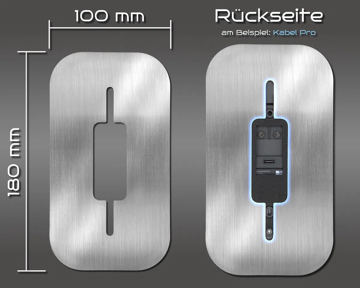 Edelstahl Blende | Zubehör für Ring Videotürklingel/Video Doorbell Wired Plus Kabel & Pro Kabel | Halterung, Schild, Befestigung, Platte für Outdoor Alexa Funk Klingel