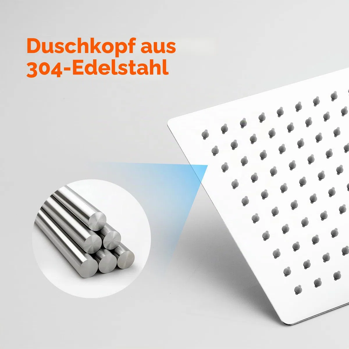 Ibergrif M20292 Regendusche Duschkopf 8 Zoll, Quadrat Regenduschkopf 20x20cm, Edelstahl Duschkopf Gartendusche Durable, Selbstreinigende