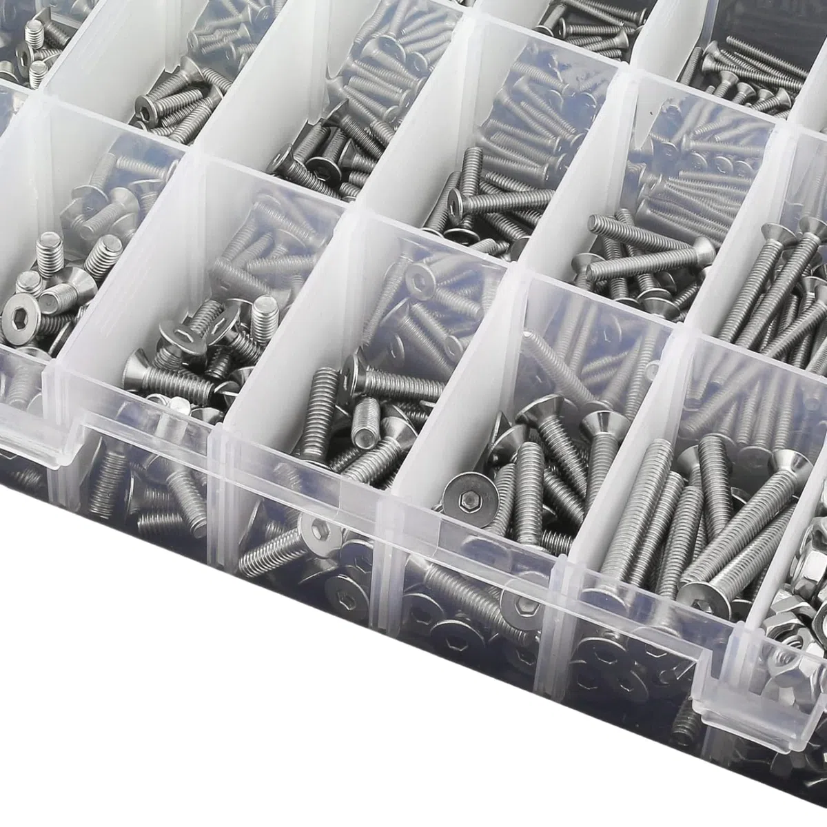 1080 Stück M2 M3 M4 M5 Schrauben Muttern und Unterlegscheiben Sortiment Set, Edelstahl Senkkopfschrauben mit Innensechskant Schrauben Muttern Set mit 4 Schraubenschlüsseln