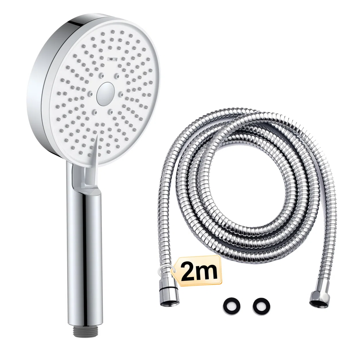 Duschkopf mit 2m schlauch, 3 Strahlarten, Jet-Modus
