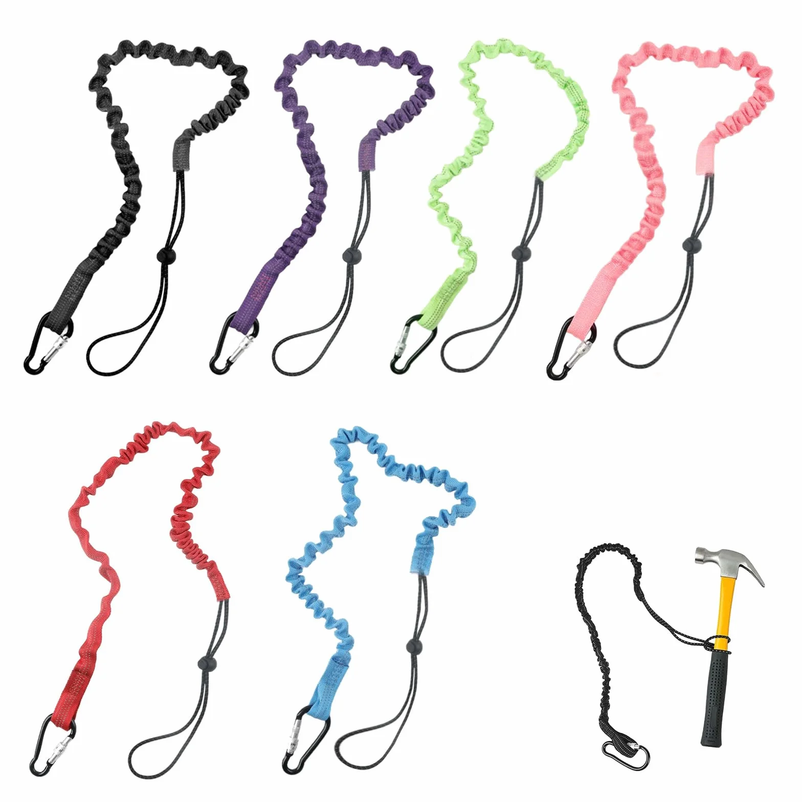 6 Stück Werkzeugsicherung Lanyard Werkzeug Fallschutz mit Karabinerhaken Ausziehbare Werkzeugleine Absturzsicherung Sicherungsseil Sicherheitsleine