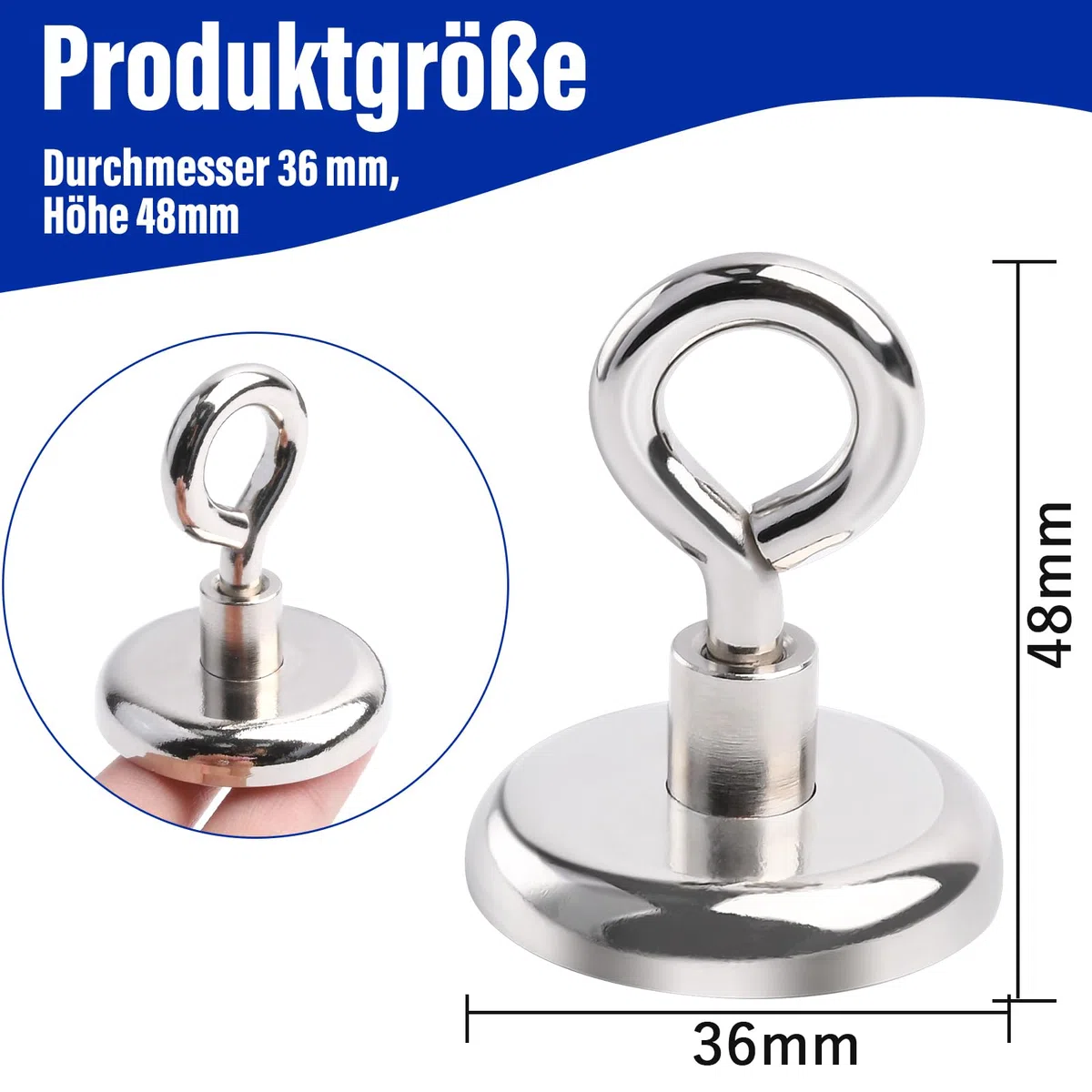 36MM Stück Magnethaken,Magnet Haken, Zugkraft 45kg Neodym Magnet Haken hält,4 Stück Super Starker Magnete mit Haken, Magnetischer Haken Einsatzbereich Küche Badezimmer Garage Büro