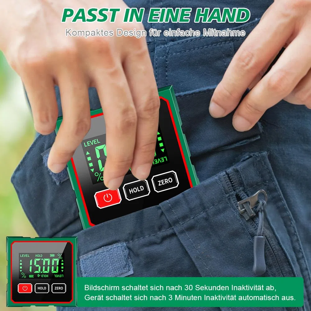 SOARFLY Digitaler Winkelmesser Neigungsmesser mit LCD Display, IP54 Wasserdicht, 0,1° Genauigkeit, 4 seitiger Magnet, Digitale Wasserwaage Winkelmesser Digital für Holzarbeiten, Bau Heimwerker