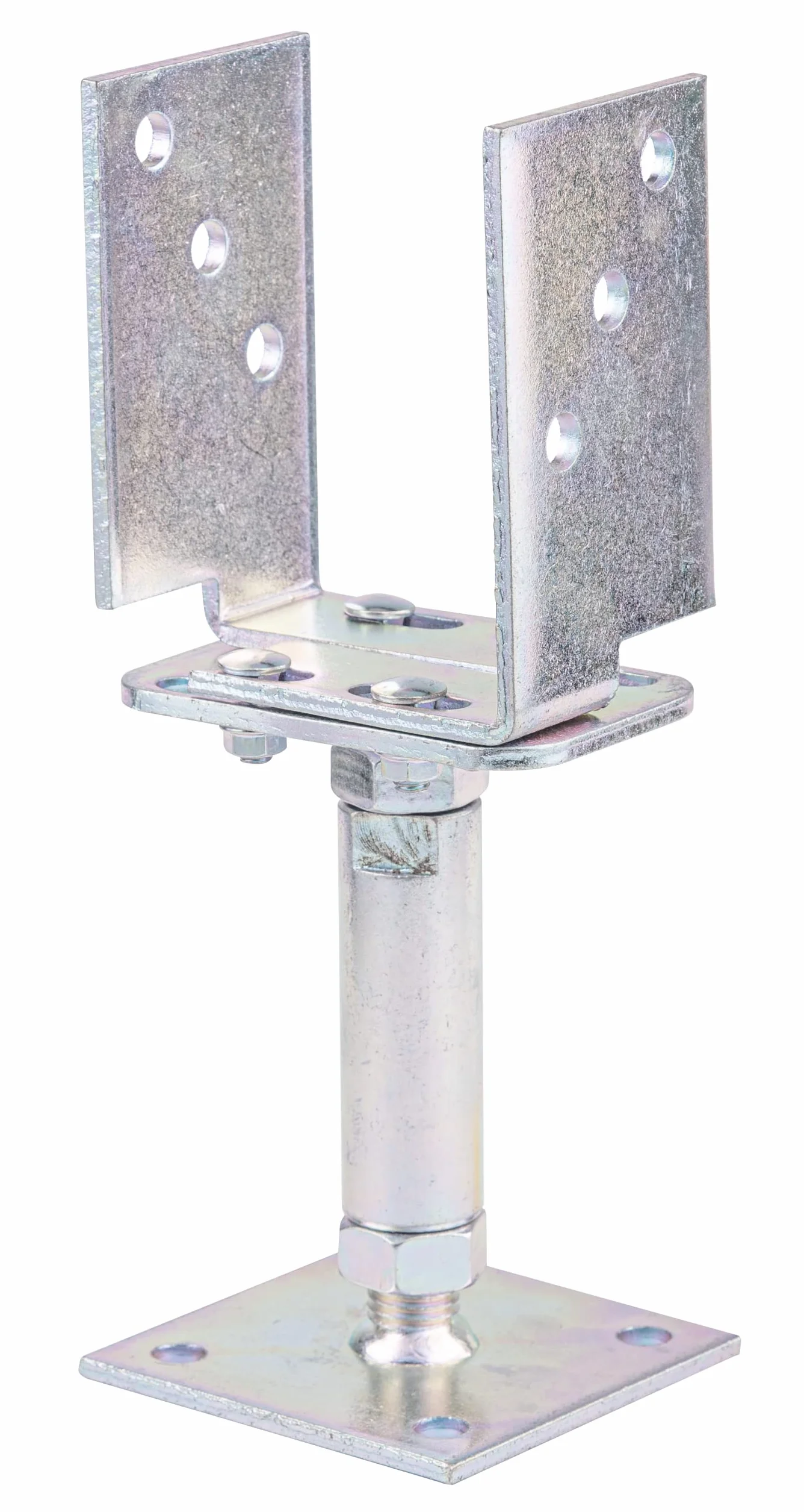Alberts 218058 U-Pfostenträger | höhen- und breitenverstellbar und zum Aufschrauben | galvanisch verzinkt, dickschichtpassiviert | Breite 71 - 161 mm | Höhe 150 - 190 mm