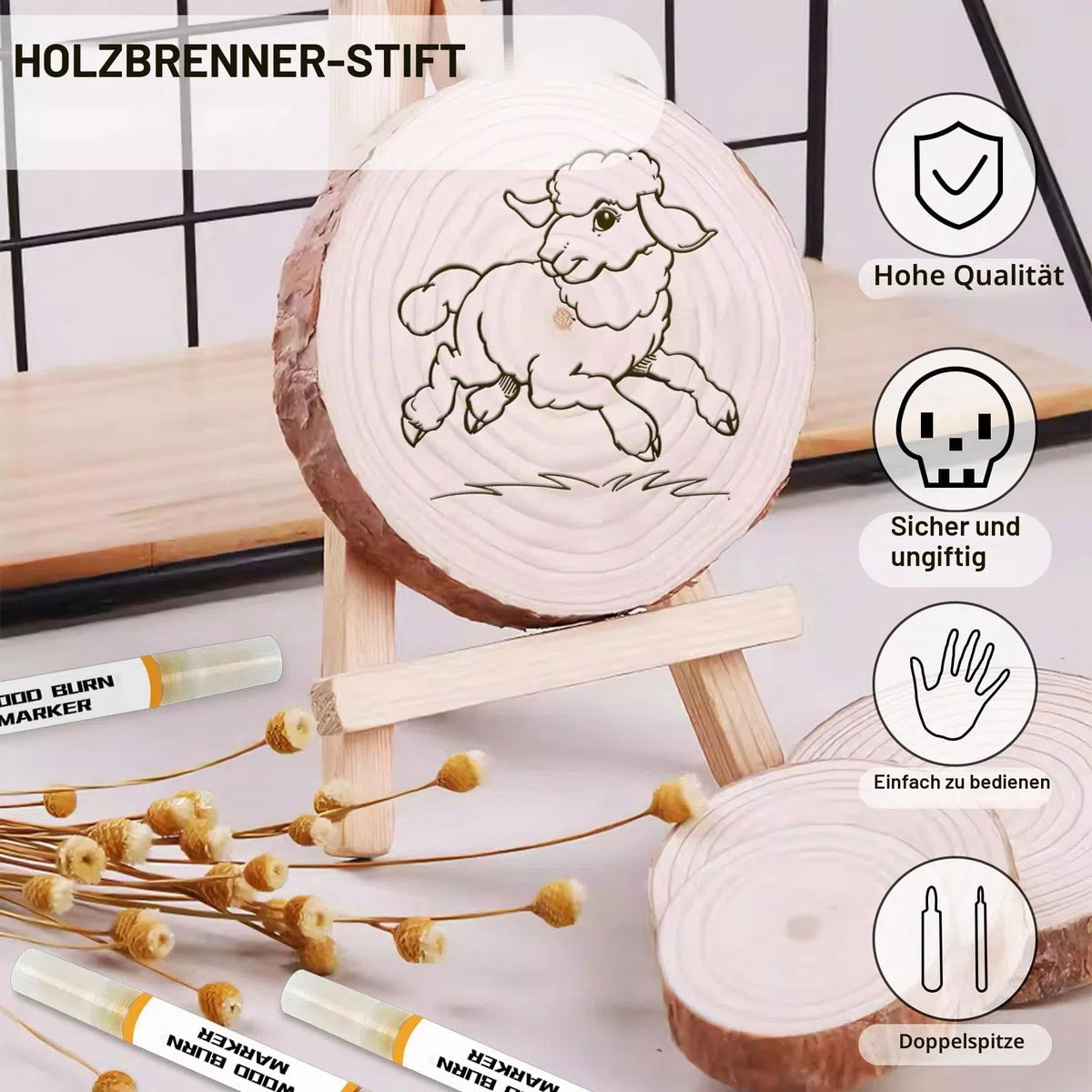 Kintsukuroi Holzmarker, 2 Stück Verbrennungsstift für Holzverbrennung, doppelseitiger Kunst-Holzbrennpastenmarker, präzise und einfache Verbrennung von Designs auf Holz und Handwerk, geeignet für