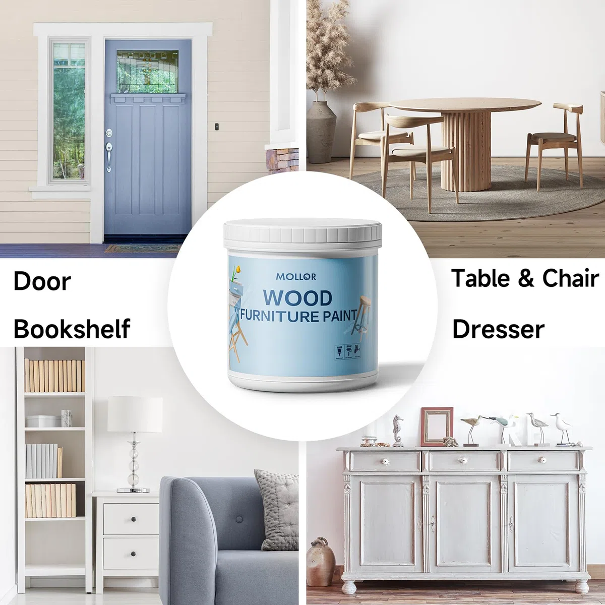Matt Schwarz Holzfarbe Innen, Langlebig Farbe Für Möbel Ohne Schleifen, Kreidefarbe Shabby Chic Feinste Farbe Innen und Außen Möbellack Bastellfarbe (16oz/500g, schwarz mit Werkzeugen)