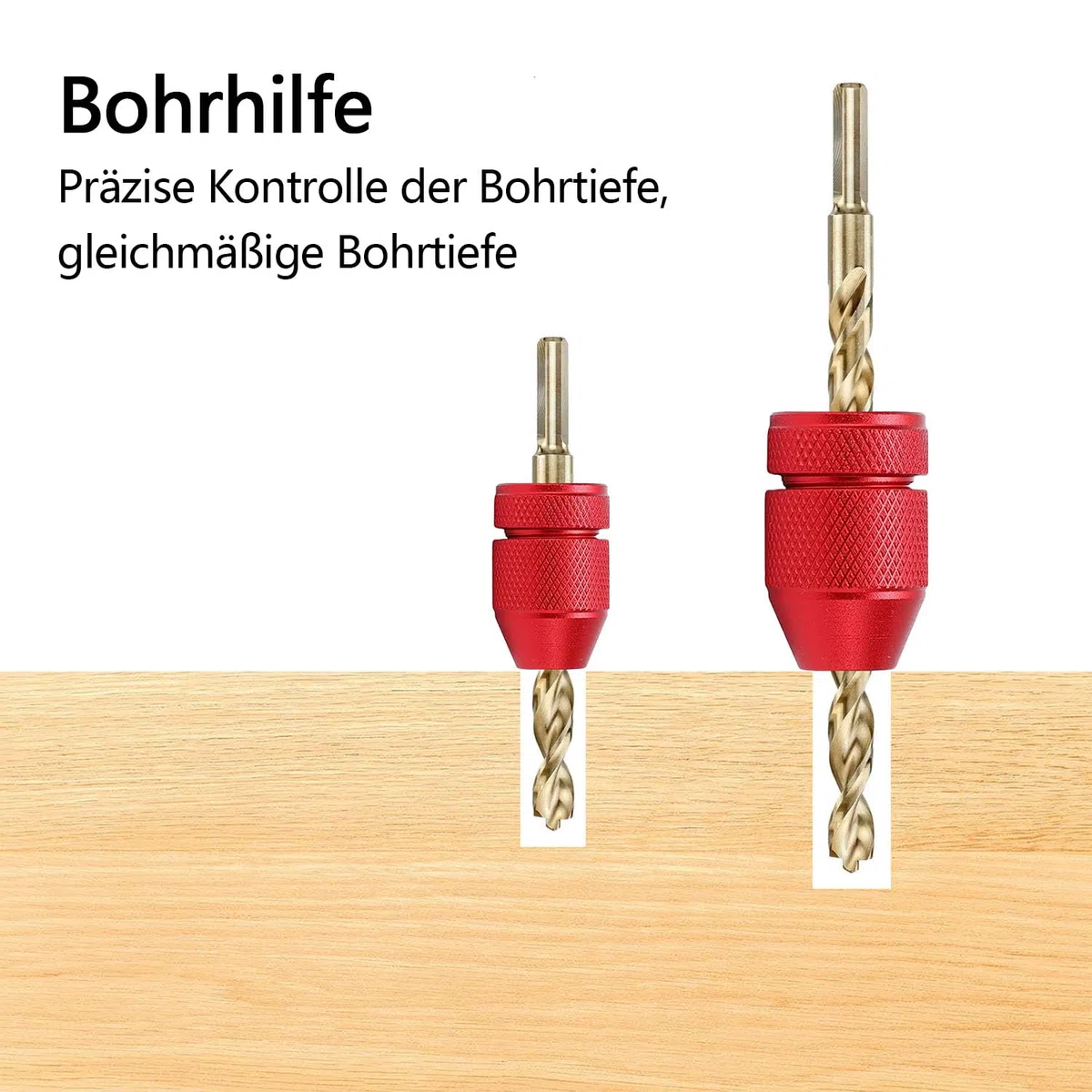 GIONAR 2 Stück Bohrer Tiefenanschlag-Set, einstellbar von Ø 2-11 mm, Aluminium Bohrstopp für präzise Holzbohrer Holzbohrungen
