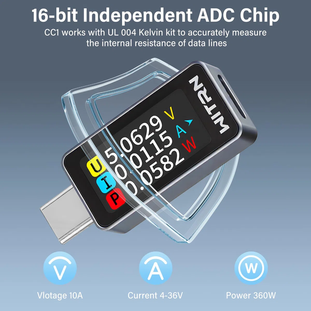 diymore USB C Tester Messgerät mit Anzeige, 4-28V 0-10A USB Strommessgerät Typ-C Multimeter, USB Kabeltester PD Voltmeter Power Meter Kapazität Spannungsprüfer Leistungskapazität Detektor