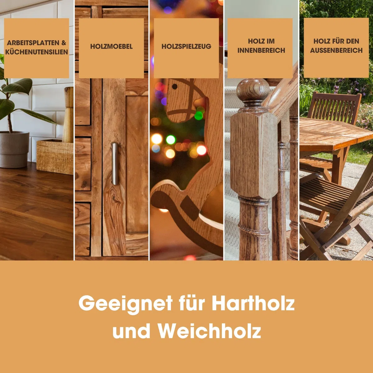 Reines Tungöl von Furniture Clinic - nährt, schützt und verschönert alle Holzgegenstände. Tung Oil ist ein 100% natürliches, lebensmittelechtes Öl für Holz im Innen- und Außenbereich - 500ml