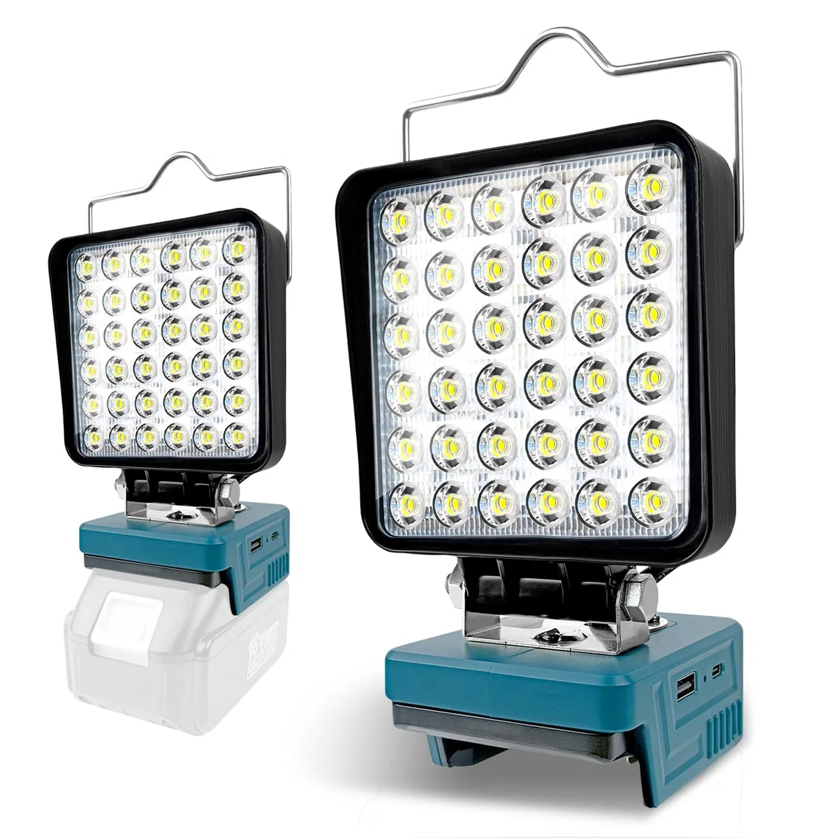 LED Akku Lampe für Makita 14.4V-18V LXT (Kein Akku), Led Strahler Flutlichter Baustellen Lampe, Akku Arbeitslicht mit USB und Typ C Duales Schnellladen(keine Batterie)