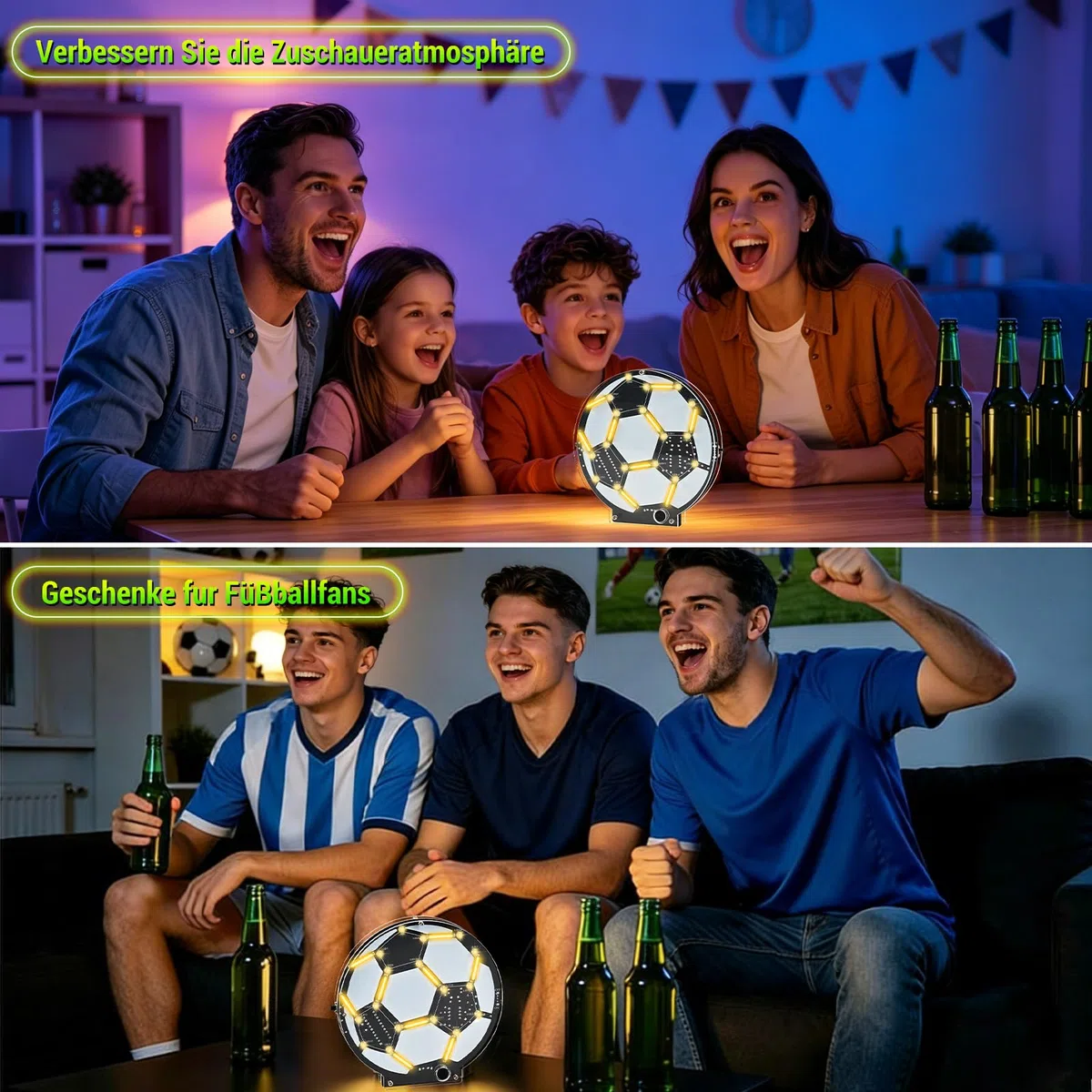 Fußball Lötbausatz LED Lampe, DIY MINT Lernset Elektronik Bausatz für Anfänger & Fußballfans, Soundgesteuertes Licht + 5 Modi im Dauerlicht Lötprojekt, Deko Kreatives Lernset