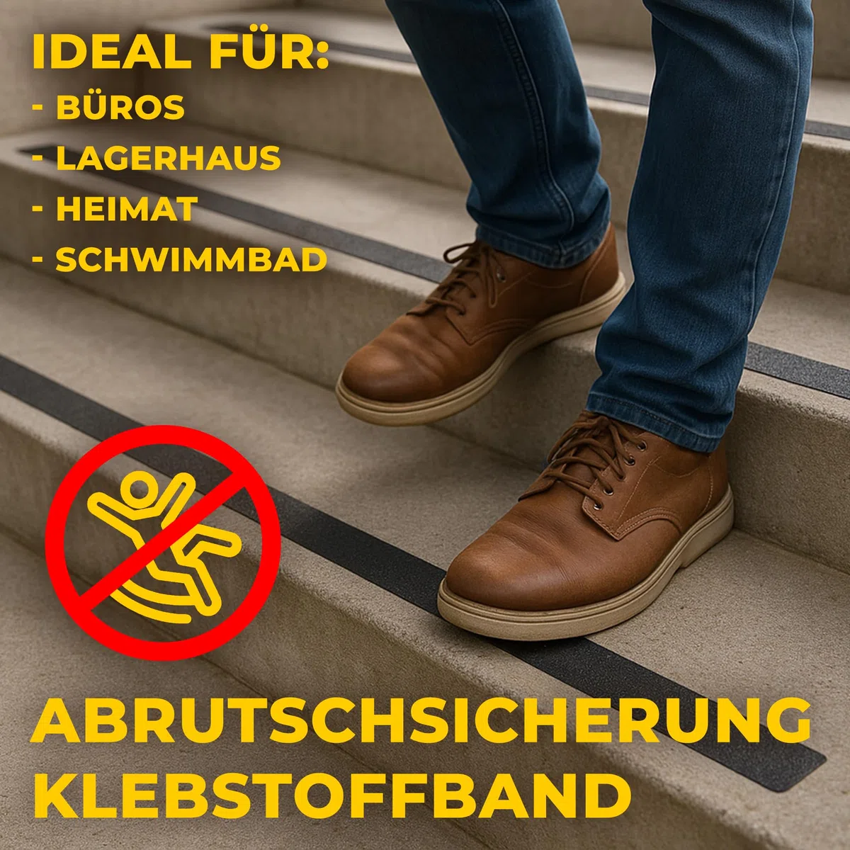 Antirutsch Klebeband [ 18M x 2,5cm ] Grau | Griptape für den Innen- und Außenbereich | Grip Tape, Anti Rutsch Streifen, Antirutschstreifen Treppe, Treppenstufen Antirutsch
