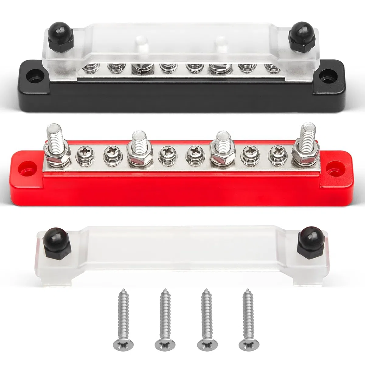 RED WOLF 150A Sammelschiene Verteilerblock 12V-48V DC für Auto Marine RV Wohnmobil Lkw Elektrik System Klemmleisten, Positive Masse Stromverteilungsblock Busbar mit 6 x M4 & 4 x M6 Klemmenbolzen