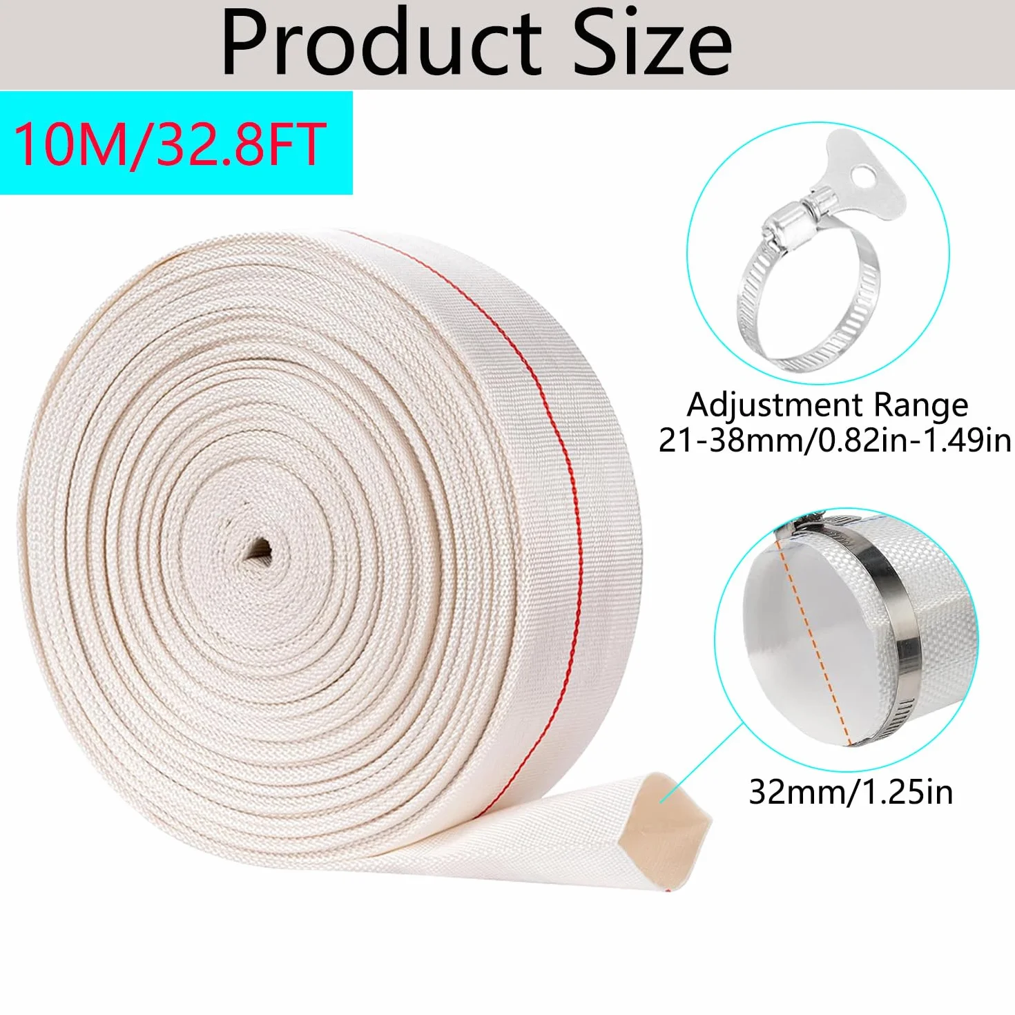 Gewebeschlauch 1 1/4 Zoll Flachschlauch 32mm 10m Gewebeschlauchset Zubehör Für Tauchpumpen Oder Schmutzwasserpumpen (32mm, 10)