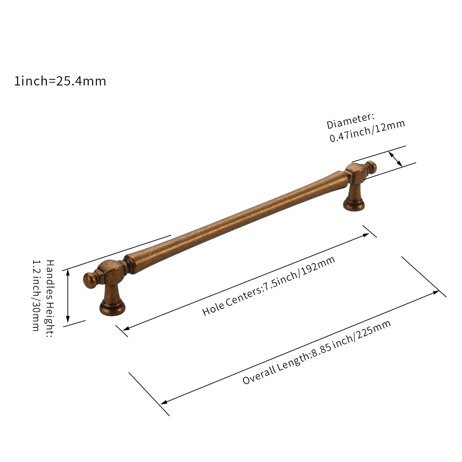 FURNIWARE 10 Stück Antiker Schrankgriffe,Antiquitäten Brass Möbelgriff 192 mm Bohrlochabstand Schubladengriff, Schubladengriffe für Türen, Küchen, Truhen, Kommoden, Schränke