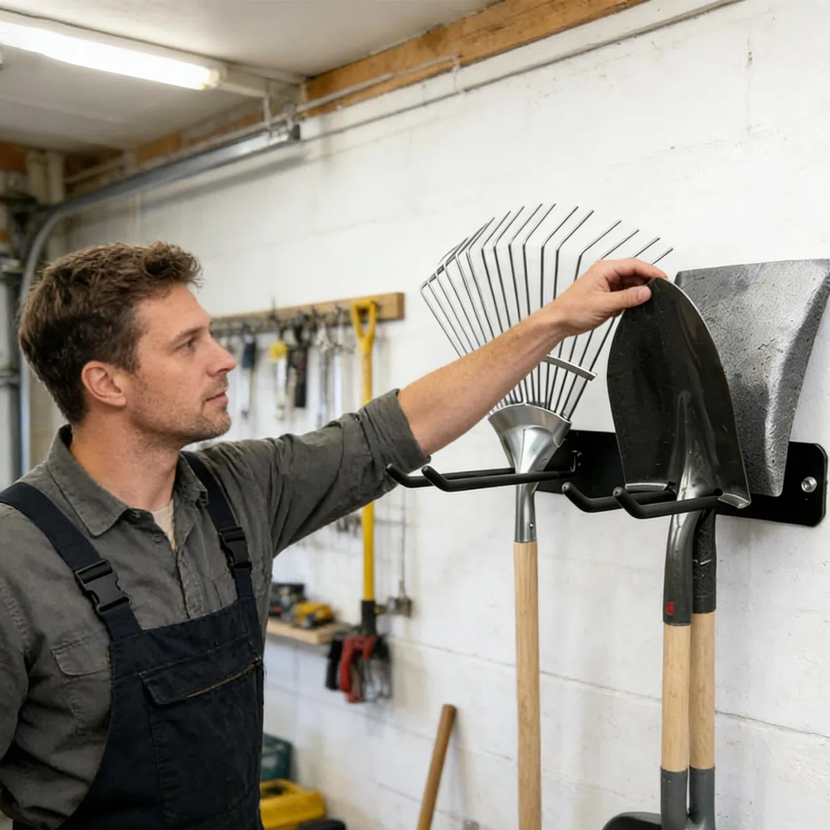 2 Stück Gerätehalter, Halterung Gartengeräte, Metall Gartengerätehalter, Aufhängung Gartengeräte für Garten, Keller, Hof, Garage (Einstöckig)