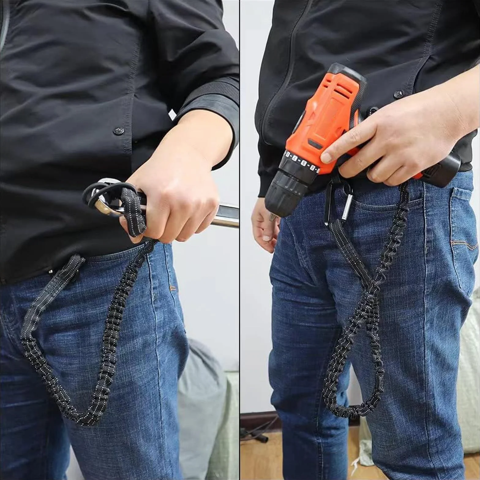 6 Stück Werkzeugsicherung Lanyard Werkzeug Fallschutz mit Karabinerhaken Ausziehbare Werkzeugleine Absturzsicherung Sicherungsseil Sicherheitsleine