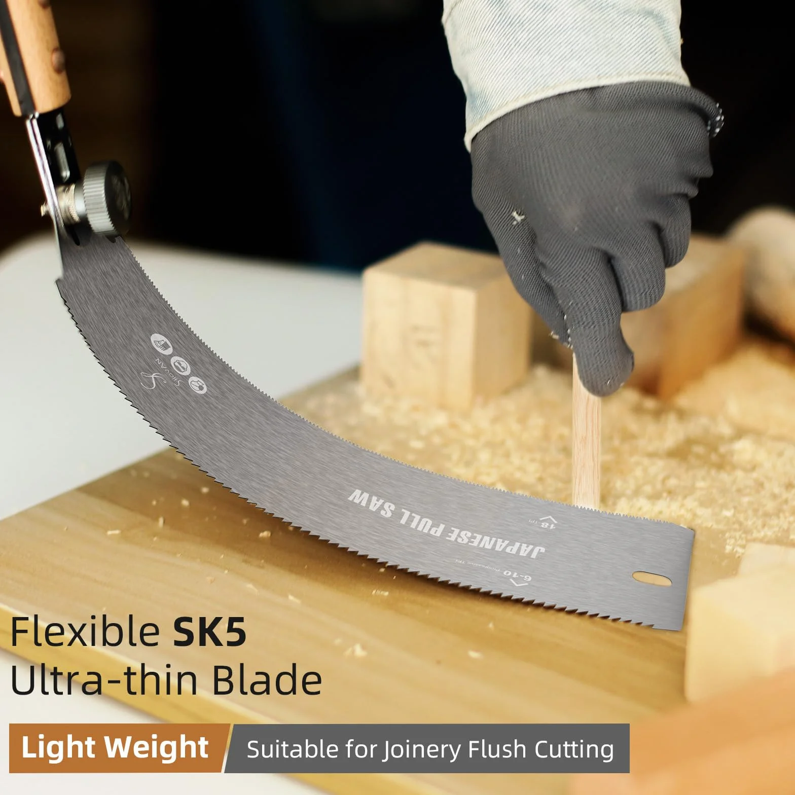 Profi Ryoba Japansäge, Abnehmbar Handsäge 233mm aus SK5 Karbonstahl, Doppelte Kante Progressiv 6-10/18 ZpZ Holzsäge für Heimwerk Japanische Säge Feinsäge für Querschnitt, Längsschnitt