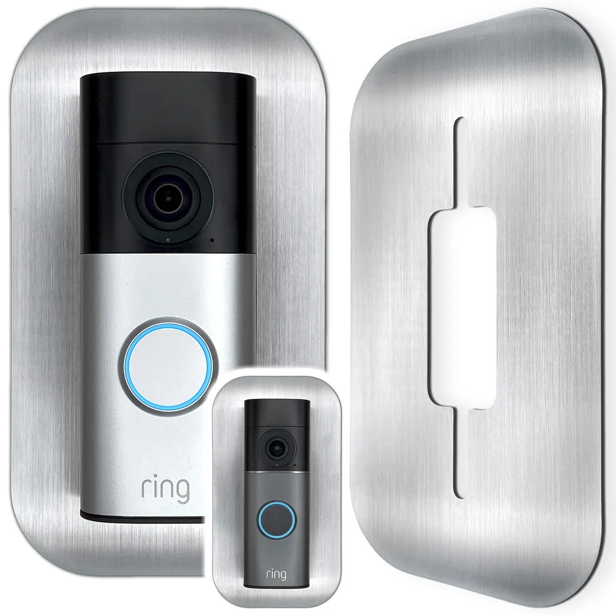 Edelstahl Blende | Zubehör für Ring Videotürklingel/Video Doorbell Wired Plus Kabel & Pro Kabel | Halterung, Schild, Befestigung, Platte für Outdoor Alexa Funk Klingel