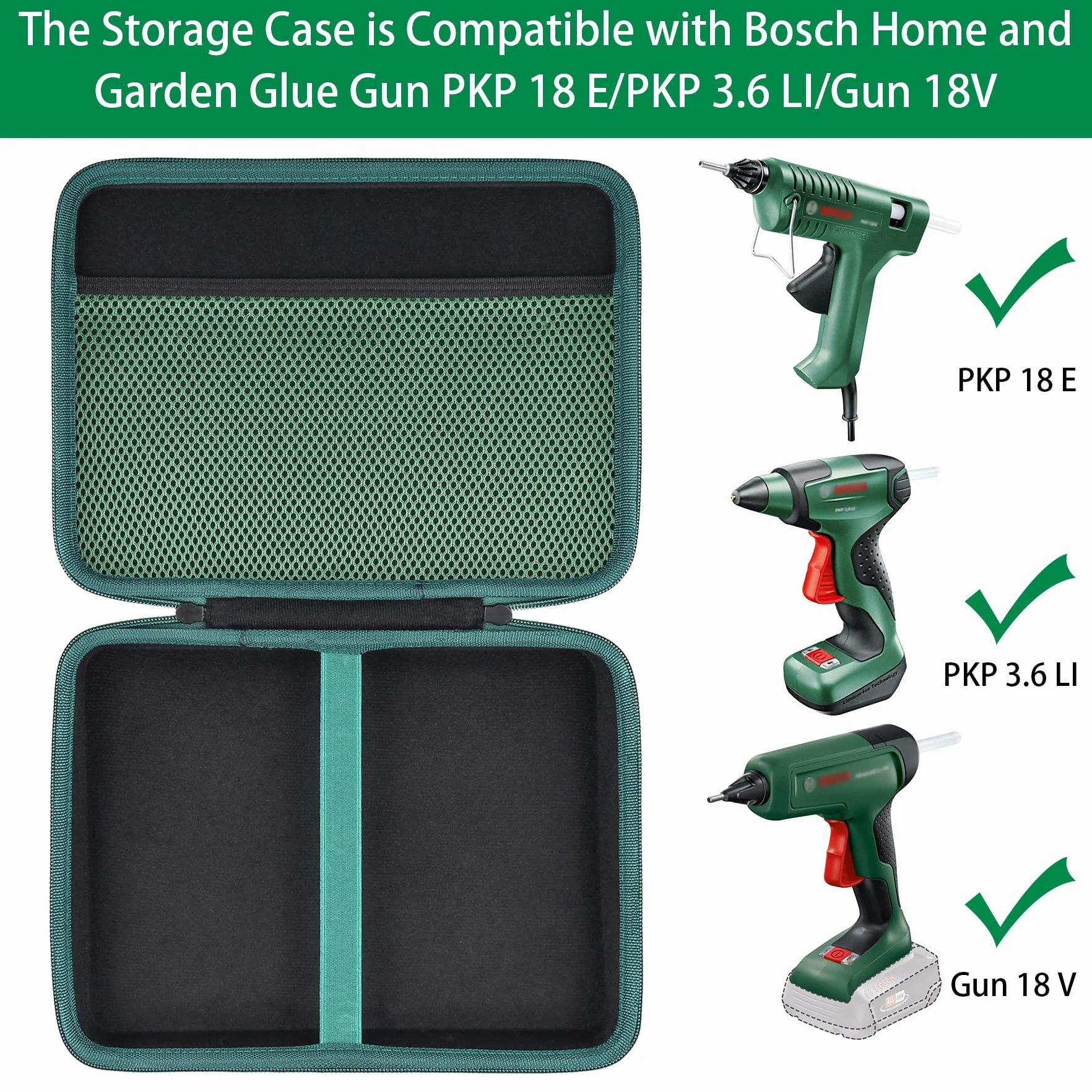 co2CREA Hart Tragbare Schutzhülle Etui Tasche für Bosch Home and Garden Klebepistole PKP 18 E/PKP 3.6 LI/AdvancedGlue 18V, Tragetasche kompatibel USB Ladegerät und Glue Sticks,Nur Tasche