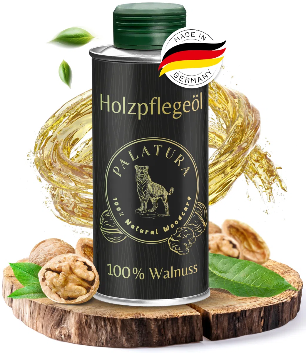 Walnussöl für Holz - Umweltfreundliches Holzöl für Außen & Innen - Lebensmittelecht, Tiefenwirksam, Schnelltrocknend, Seidiger Glanz, Langanhaltender Schutz - Angenehmer Nussiger Geruch