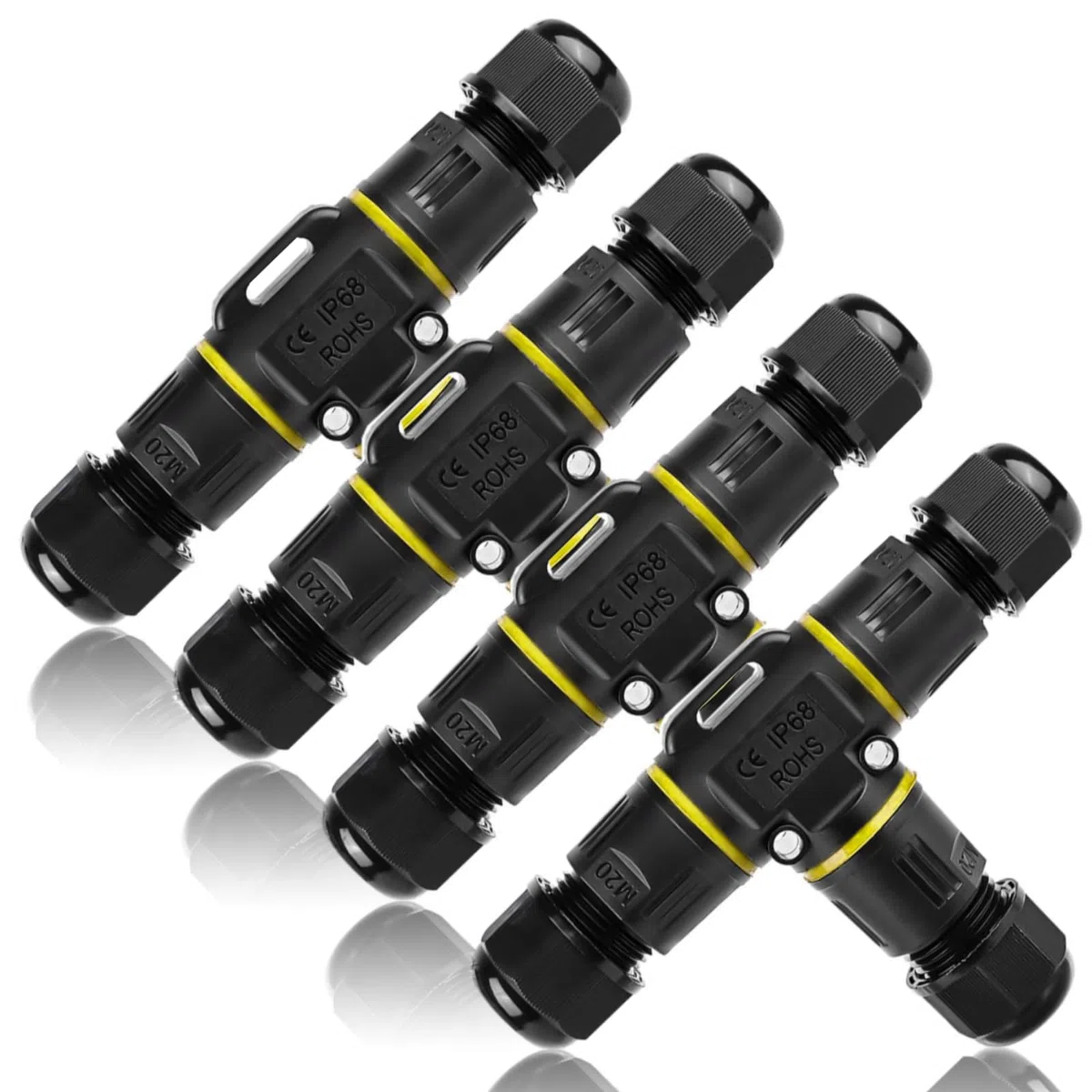 Kabelverbinder Wasserdicht 3 Polig 4 Stück IP68 Wasserdicht für Ø3-12 mm Kabeldurchmesser Outdoor