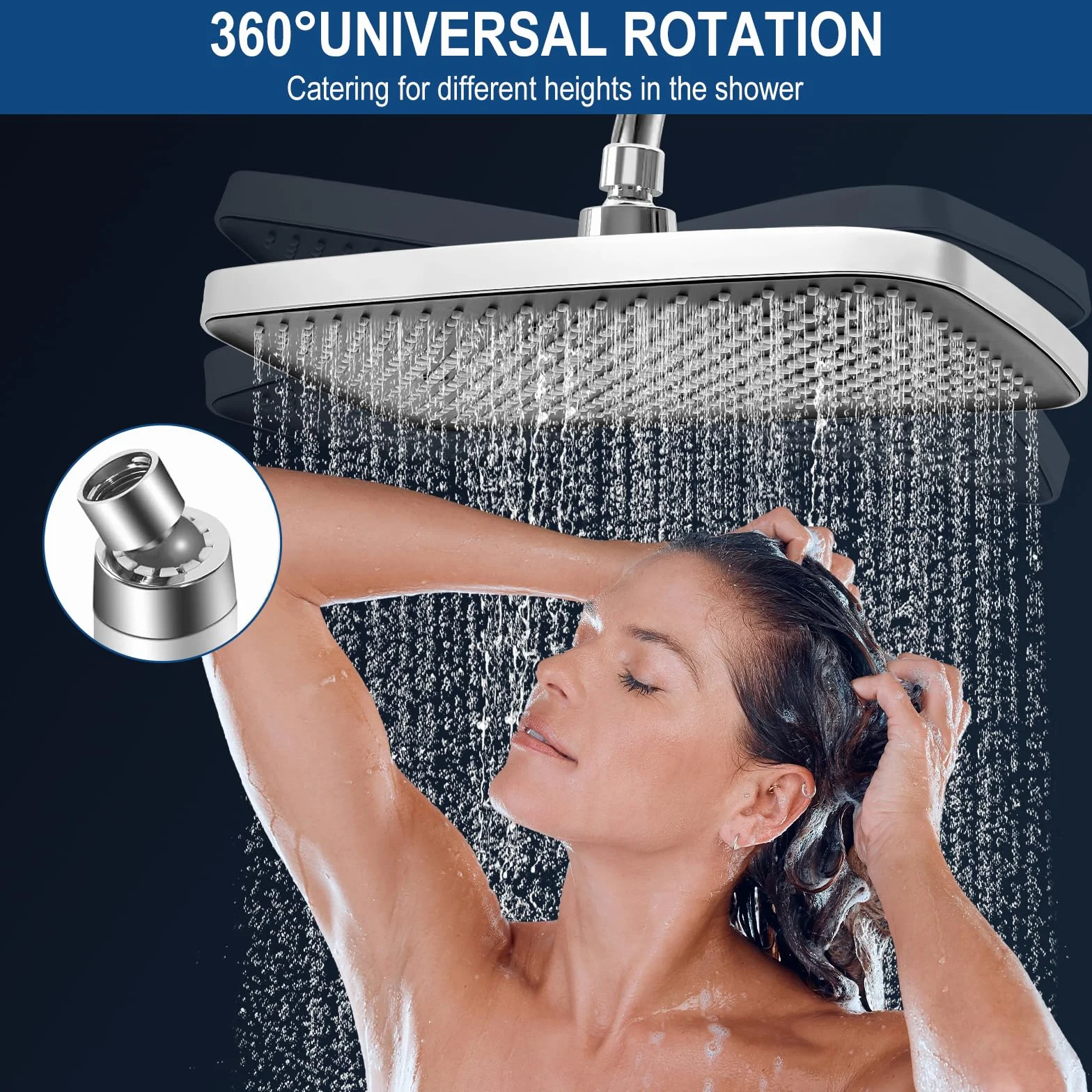 Regendusche duschkopf 12 Zoll, Duschkopf Regendusche Edelstahl 304 Quadrat, Kopfbrause Gebürstetes Chrom-Finish, Selbstreinigende Duschbrause Regendusche Installierbar an der Wand