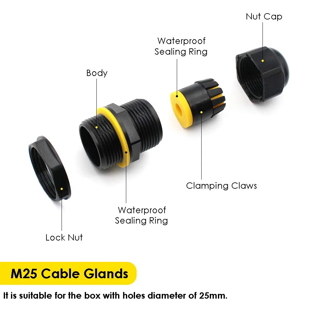 M25 Kabelverschraubung Set, HUYU wasserdichte IP68 verstellbare Kabel Steckverbinder, wasserdichter Stecker für Box, verstellbar Kabel Stopfe mit Gegenmutter für 4-14 mm Kabel, 10 Stück