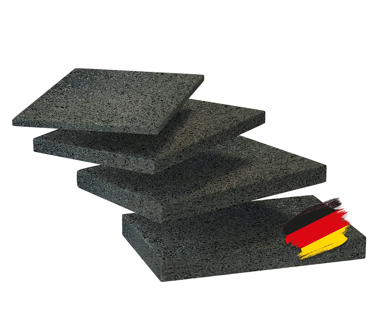 BAUHELD Terrassenpads 90x60 x 3mm [70 Stück] - Made in Germany - Antirutsch Bautenschutzmatte aus Gummigranulat - Als Unterlegplatten für Terrassen-Fliesen, WPC Terrassen-Dielen, Stelzlager, Balkon