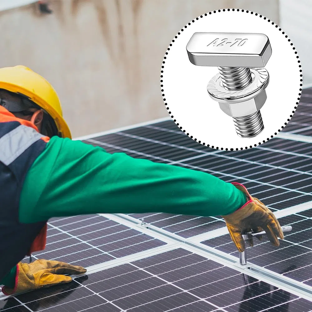 30 Stück Hammerkopfschrauben M8x25 Edelstahl A2-70, Hammerkopfschraube mit Sperrzahnmuttern Flanschmuttern M8 Schrauben für PV Solar Montageschienen Gewächshaus und Photovoltaik-Montage