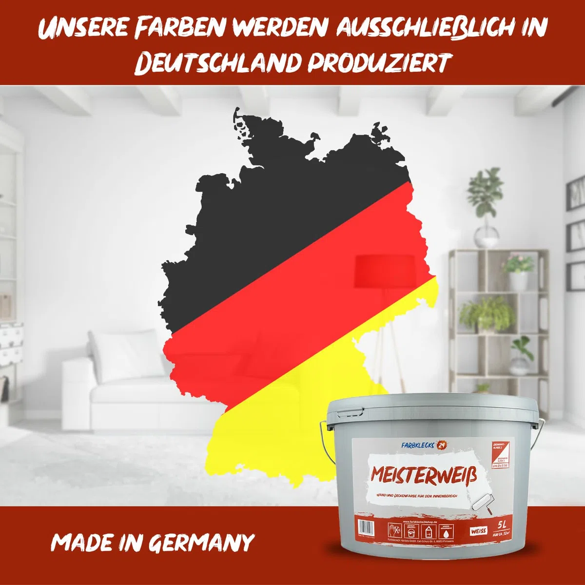 Meisterweiß (versch. Größen) Wandfarbe, weiss (2,5L), hohe Deckkraft