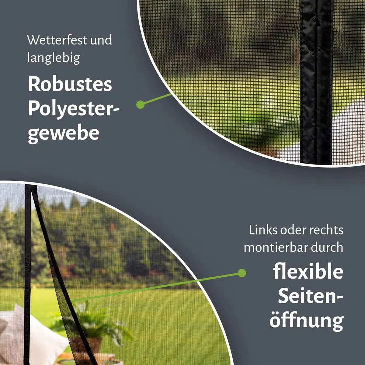 empasa Fliegengitter Tür Magnet Fliegenvorhang DELUXE mit seitlicher Öffnung, Insektenschutz für Terrassen- und Balkontür, 26 starke Magnete, selbstschließend, Farbe:schwarz, Größe:90 x 200 cm