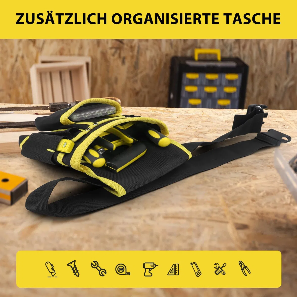 Werkzeuggürtel Herren, Abnehmbar Magnetische Werkzeugtasche mit 26 Taschen, Verstellbare Oxford-Werkzeugtasche für Handwerker, Bauarbeiter, Elektriker Und Hauswartung