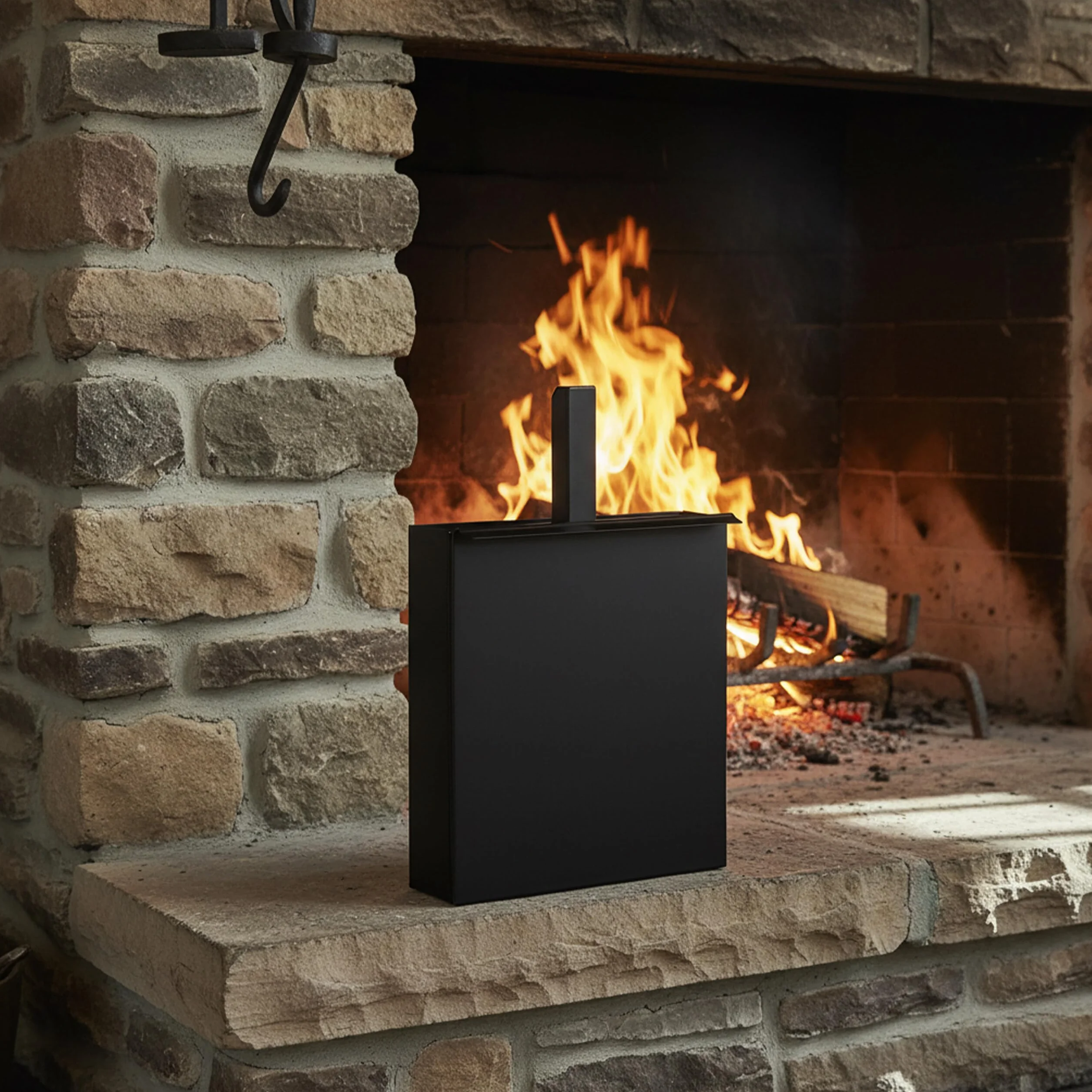 Relaxdays Ascheeimer mit Schaufel, 3 L Aschebehälter Kamin, Grill, Ofen, Aschekasten, Ascheschaufel m. Einschub, schwarz