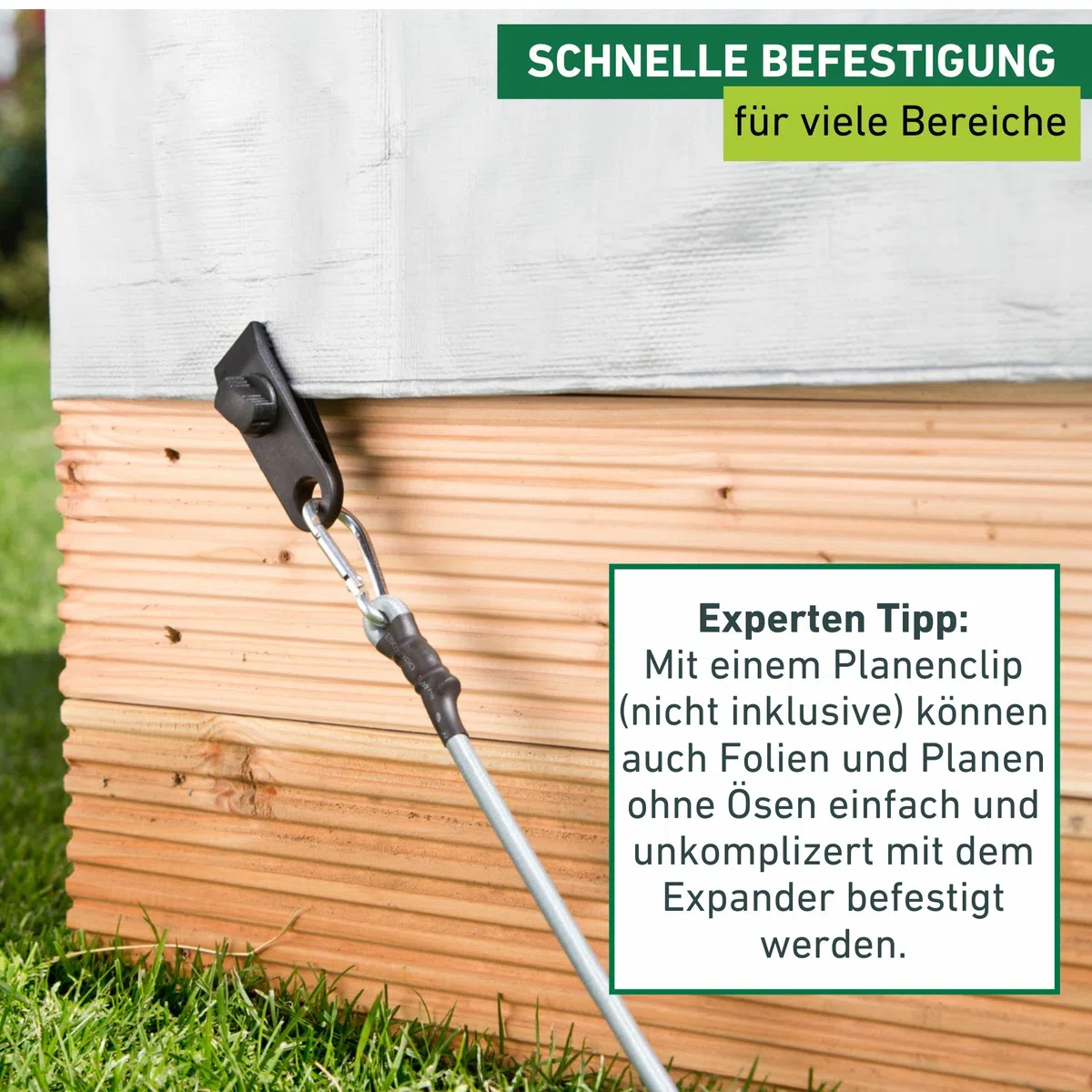 Windhager Expanderseil, 4 Stück, 70 cm, Schwarz, mit Karabinerhaken, zur Transportsicherung, 10979