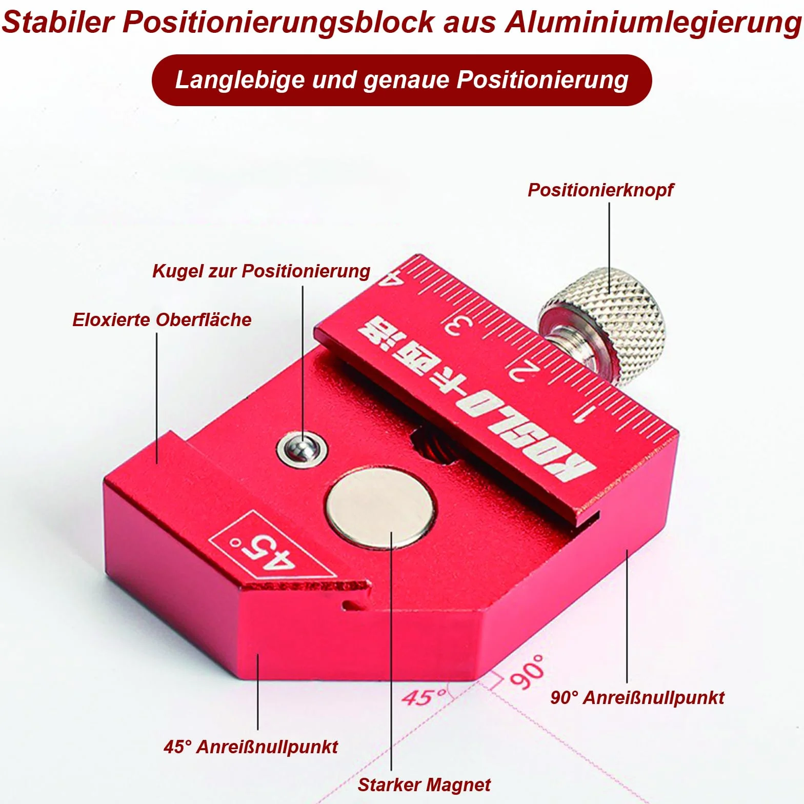 Streichmaß, Kombinationswinkel Anschlaglineal, Anreißlineal Edelstahl, Streichmaß Metall mit Anschlag, 30cm, Winkel Holzbearbeitungswerkzeug für Holzbearbeitung