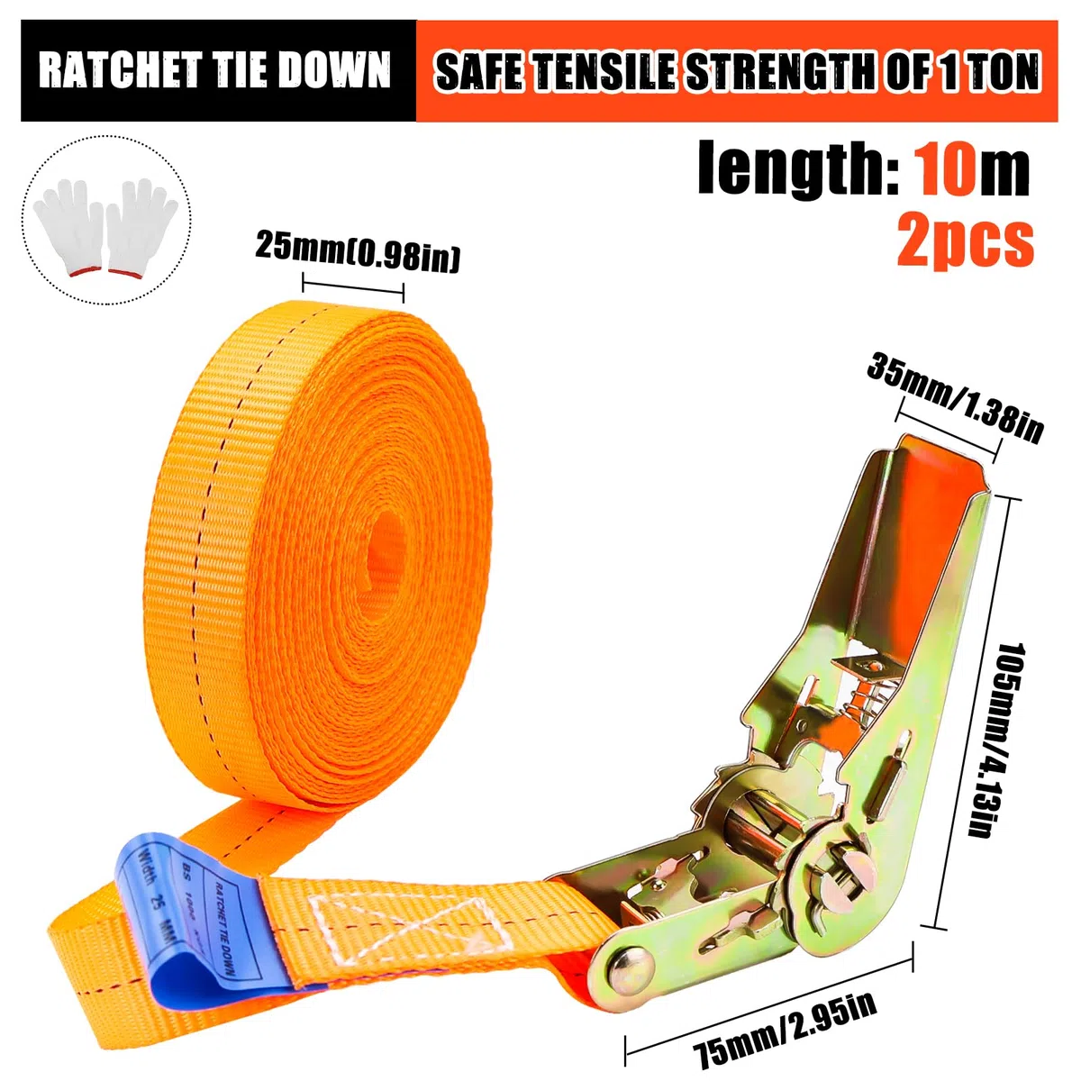 Spanngurte mit Ratschenschloss Ratschengurte Zurrgurte Kurz mit Ratsche Spanngurt Belastbar 10m Befestigungsgurt Zurrband 25mm Verstellbare Befestigungsriemen für Transport Fracht 2PCS