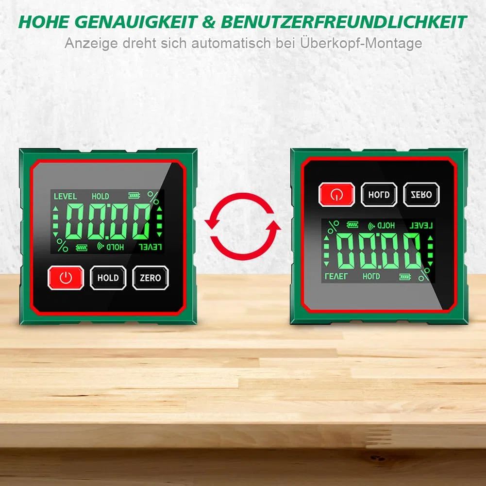 SOARFLY Digitaler Winkelmesser Neigungsmesser mit LCD Display, IP54 Wasserdicht, 0,1° Genauigkeit, 4 seitiger Magnet, Digitale Wasserwaage Winkelmesser Digital für Holzarbeiten, Bau Heimwerker