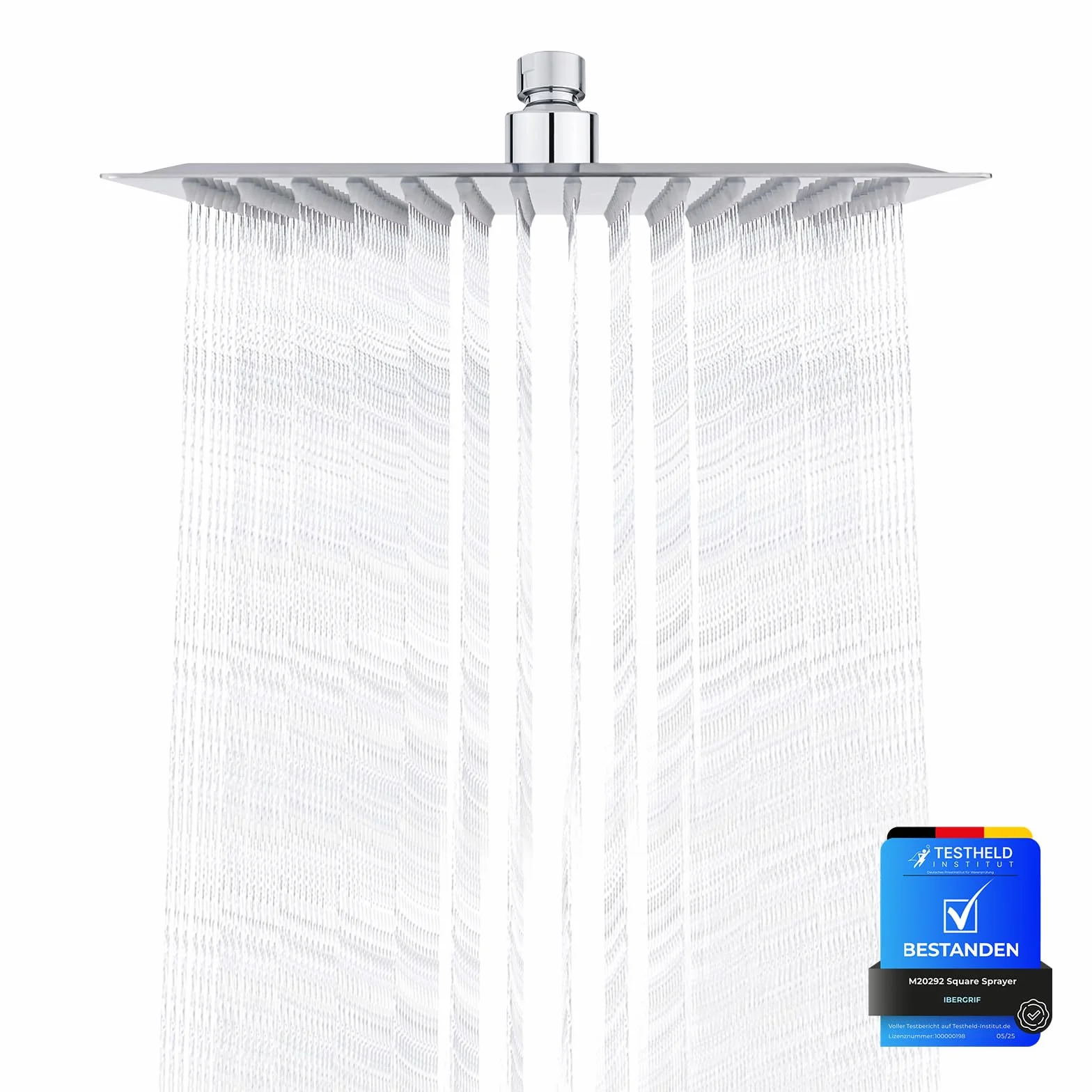Ibergrif M20292 Regendusche Duschkopf 8 Zoll, Quadrat Regenduschkopf 20x20cm, Edelstahl Duschkopf Gartendusche Durable, Selbstreinigende