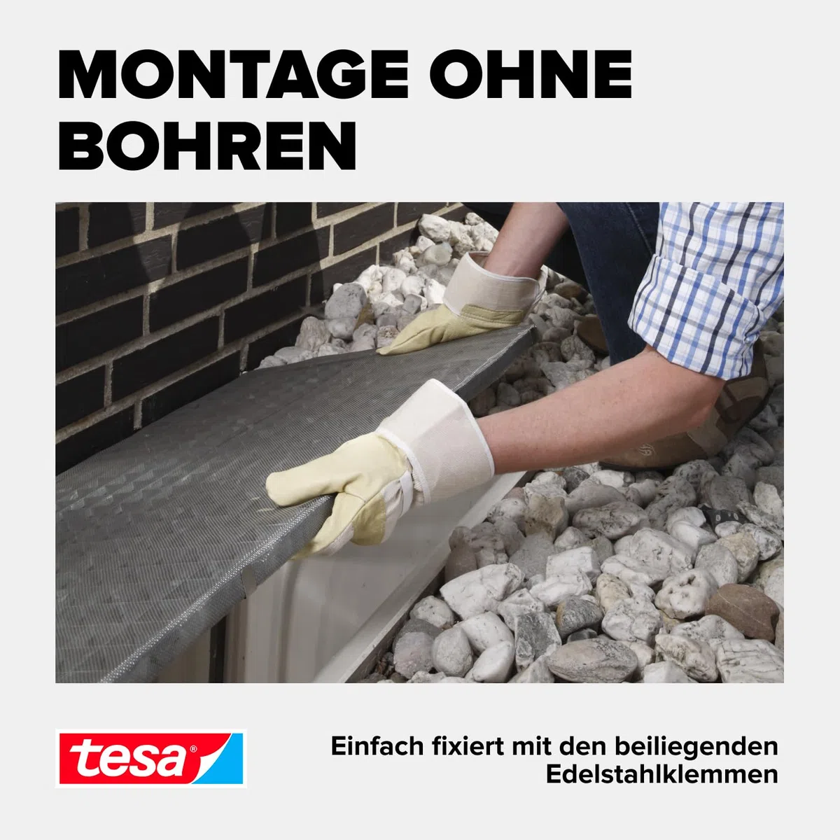 tesa INSECT STOP Alu Lichtschachtabdeckung - effektiver Schutz vor Insekten, Nagetieren und Schmutz für Kellerfenster, einfache Montage, witterungsbeständig 1,35m x 60cm