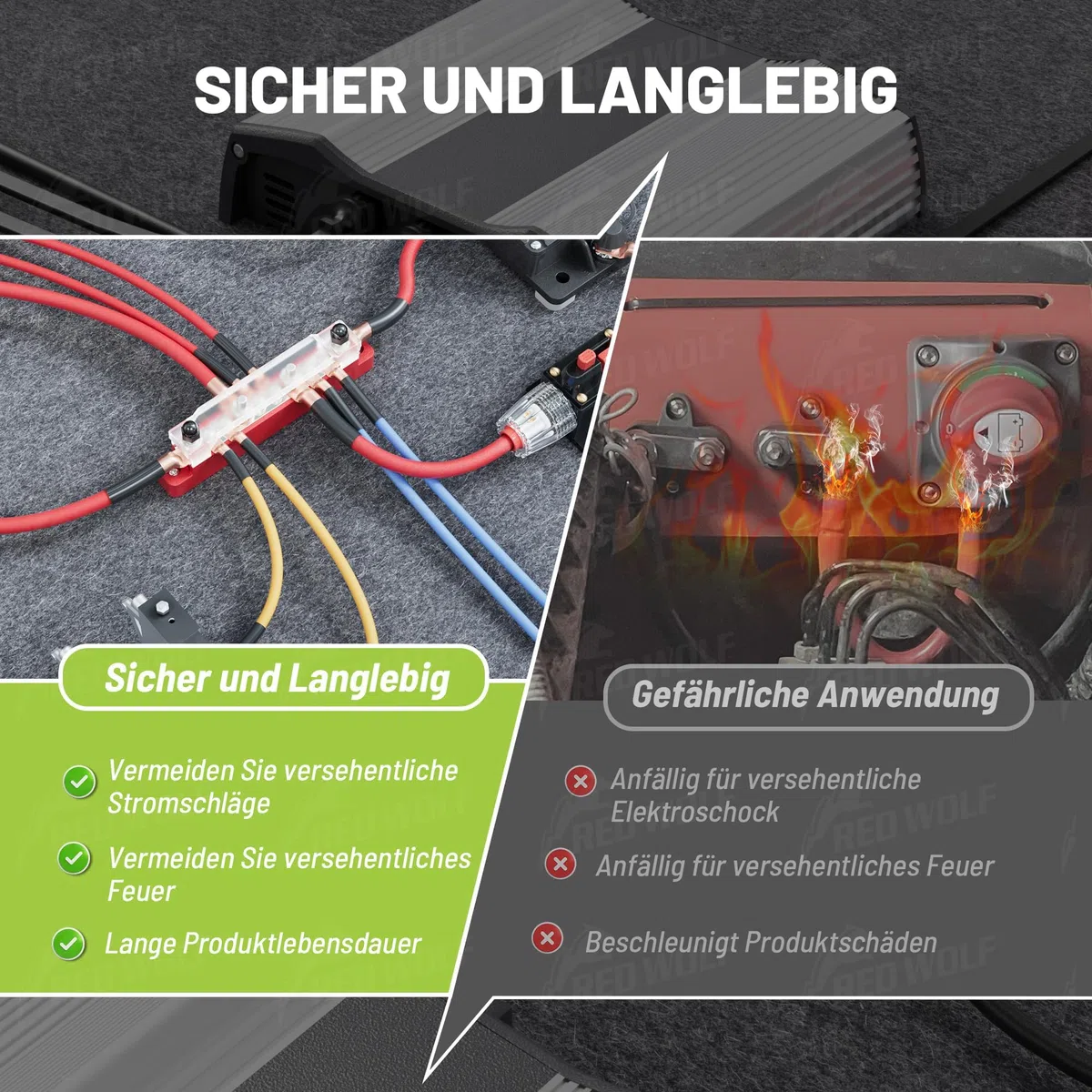 RED WOLF 150A Sammelschiene Verteilerblock 12V-48V DC für Auto Marine RV Wohnmobil Lkw Elektrik System Klemmleisten, Positive Masse Stromverteilungsblock Busbar mit 6 x M4 & 4 x M6 Klemmenbolzen