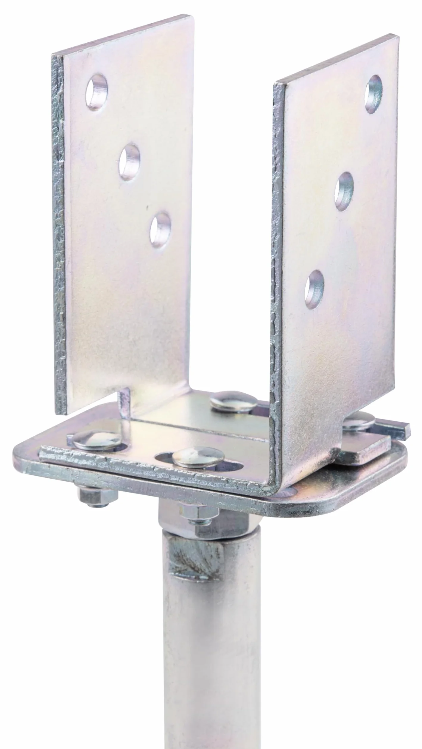 Alberts 218058 U-Pfostenträger | höhen- und breitenverstellbar und zum Aufschrauben | galvanisch verzinkt, dickschichtpassiviert | Breite 71 - 161 mm | Höhe 150 - 190 mm