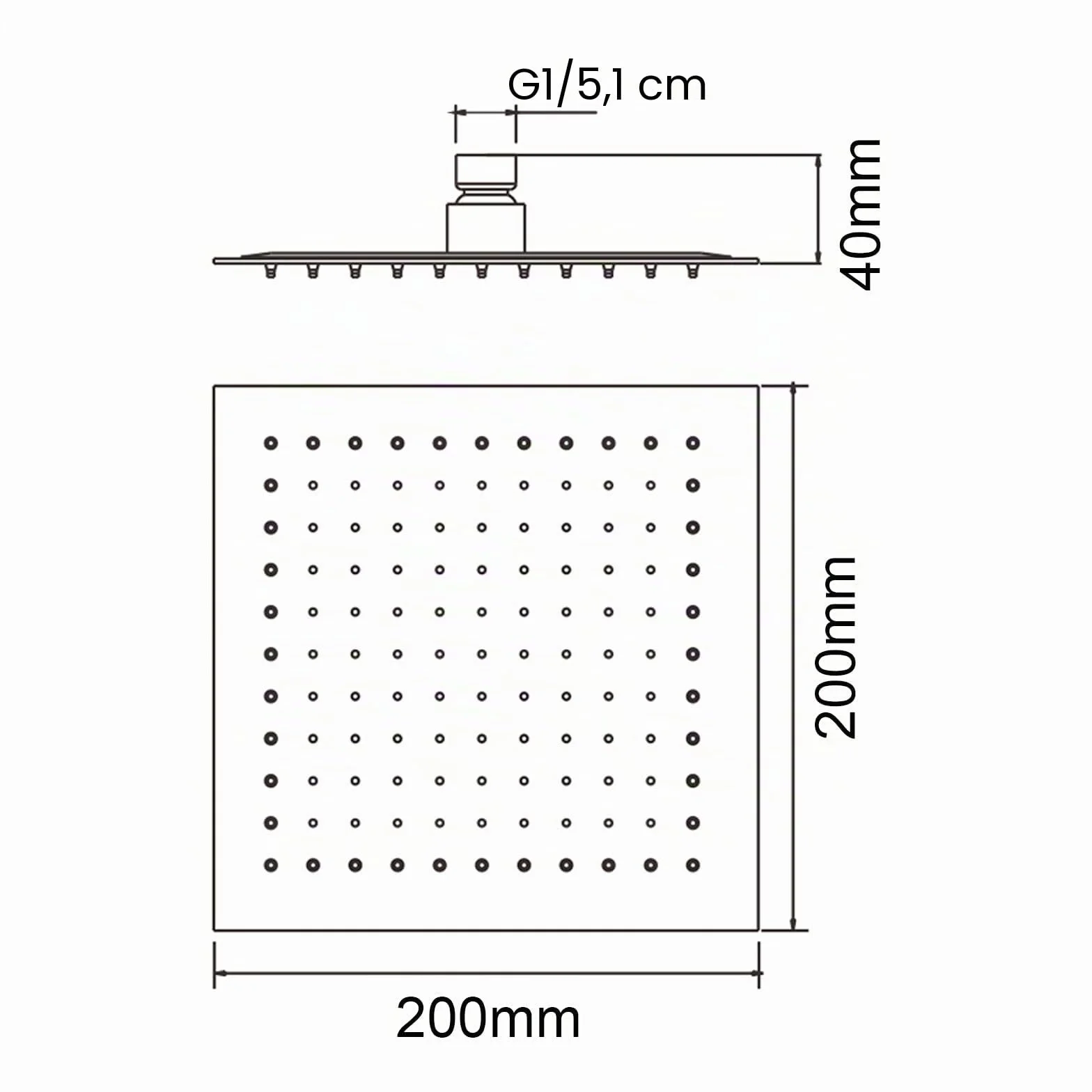 Ibergrif M20292 Regendusche Duschkopf 8 Zoll, Quadrat Regenduschkopf 20x20cm, Edelstahl Duschkopf Gartendusche Durable, Selbstreinigende