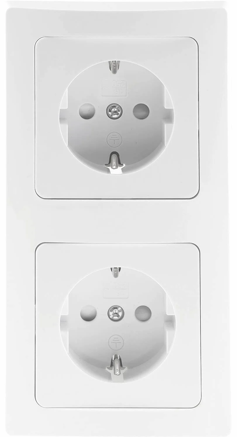 ChiliTec 2-fach Steckdose Unterputz Delphi, 3 Sets Weiß | 2x Schutzkontakt-Steckdosen, Mit Rahmen, UP Einbau, Anschluss Steckklemme
