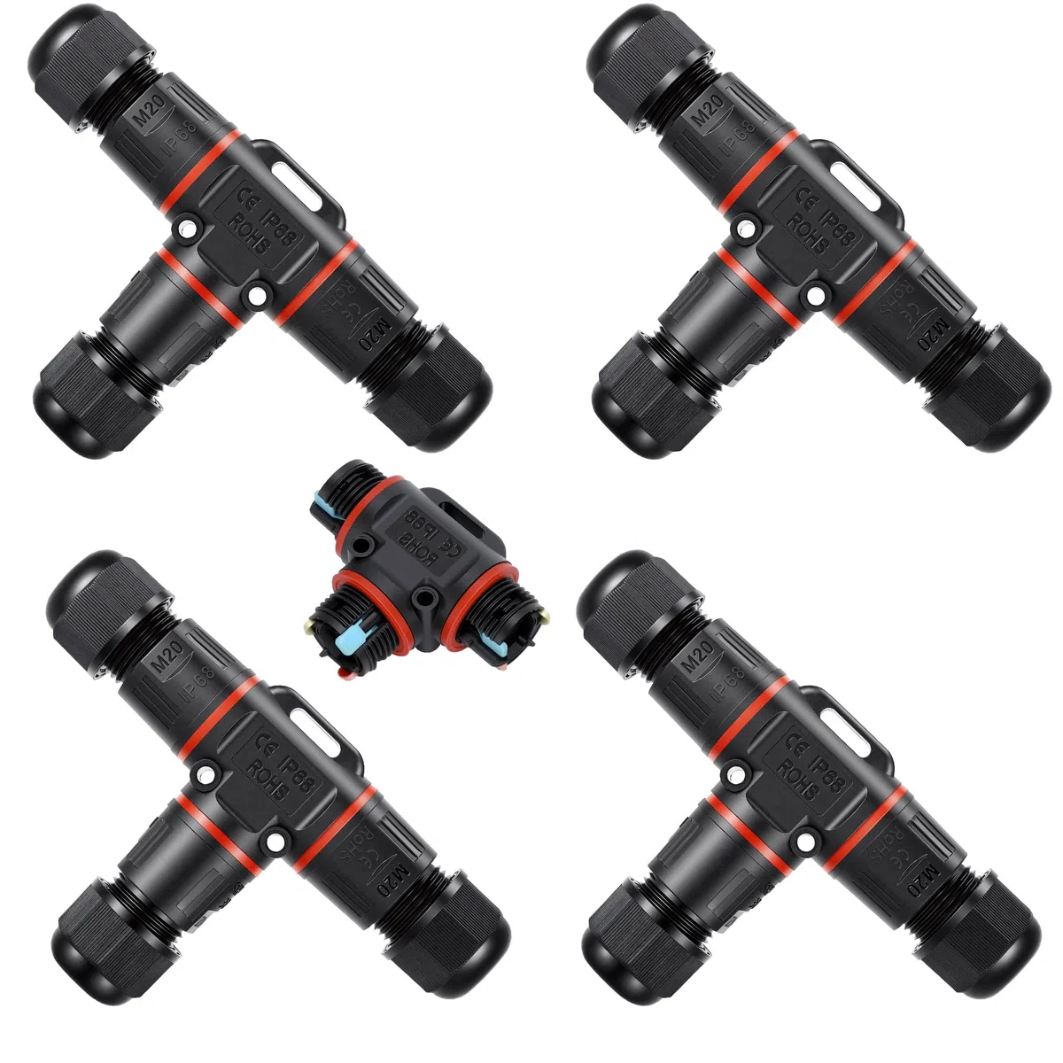 4 Stück Kabelverbinder Wasserdicht 3 Polig, für Ø3-12 mm Kabeldurchmesser, Ip68 Kabelverbinder, Erdkabel Verbinder Wasserdicht, Schnelle Verbindung T-Form Verbindungsmuffe Erdkabel