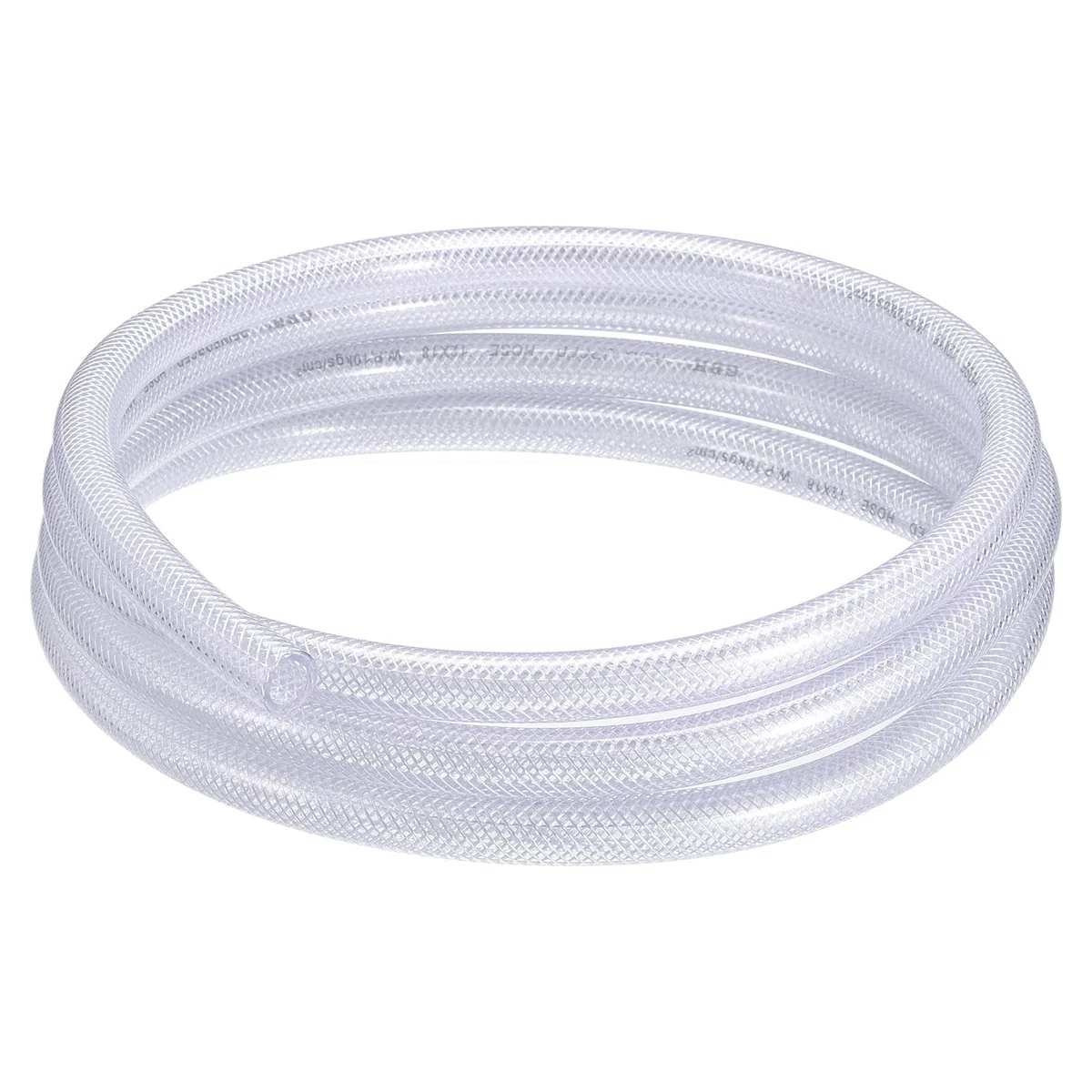 sourcing map Gewebeschlauch PVC Schlauch mit Gewebe 9 x 15mm (3/8" x 5/8") Innen Ø x Außen Ø Geflochtene Verstärkte Rohr 3 Meter Rolle Transparent Hochdruck Druckluftschlauch Wasserschlauch
